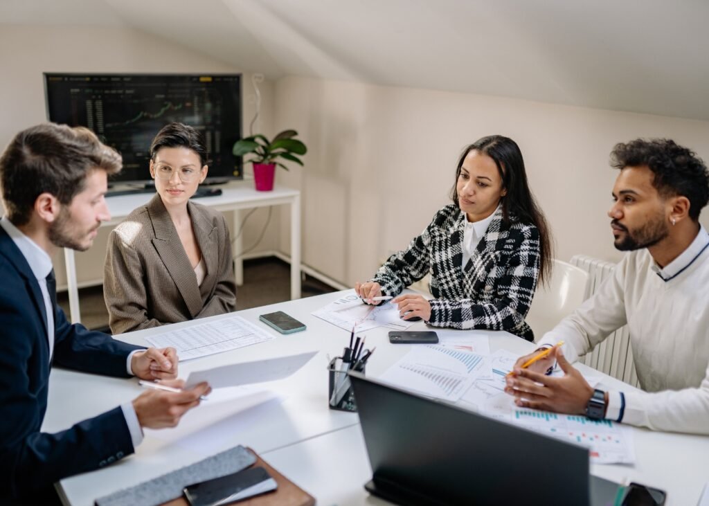 Recruitment consultant presenting executive candidate profile in Dubai